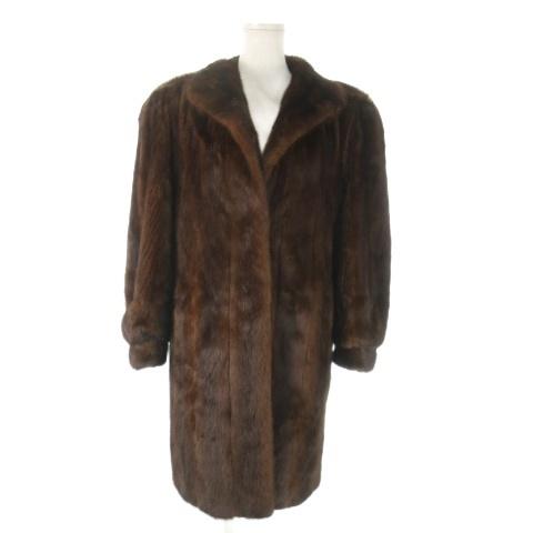 【中古】サガミンク SAGA MINK 金サガ Belle Vison ファーコート ロング丈 テーラーカラー ミンク 毛皮 茶 ブラウン サガミンク SAGA MINK 金サガ Belle Vison ファーコート ロング丈