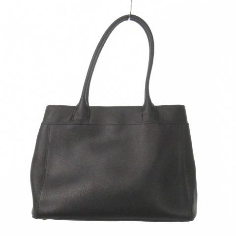 COACH（コーチ） トートバッグ レザー シボ革 ロゴ チャーム 黒