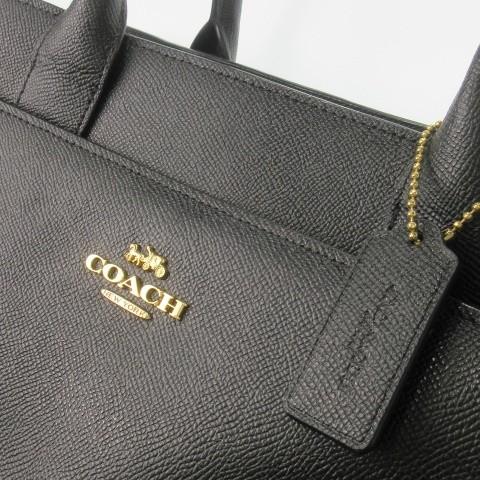COACH（コーチ） トートバッグ レザー シボ革 ロゴ チャーム 黒
