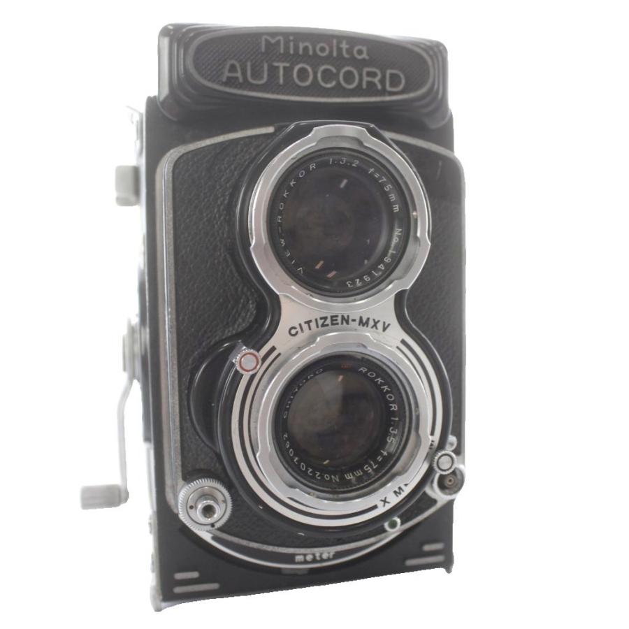 ジャンク品 ミノルタ Minolta AUTOCORD オートコード 二眼レフカメラ CITIZEN-MXVシャッター 初期型 ROKKOR 1:3.2 1:3.5 f=75mm /MWの画像