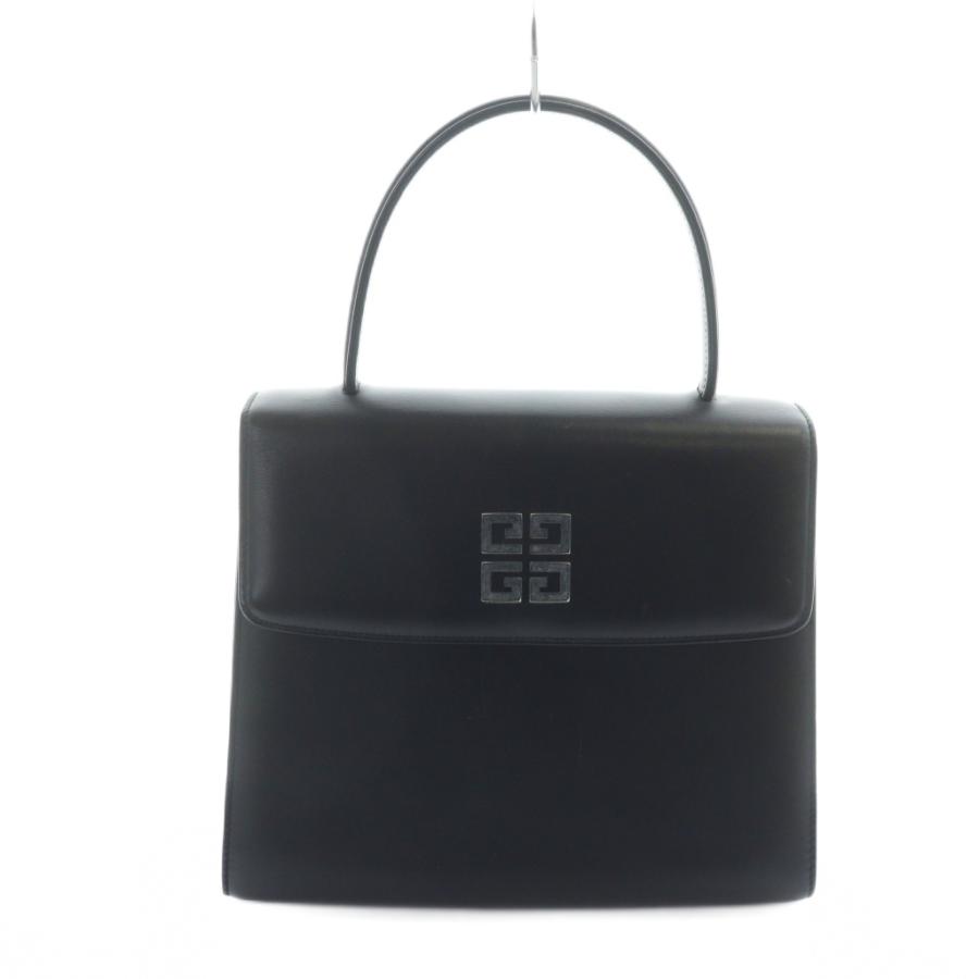 【外観美品】GIVENCHY ハンドバッグ レザー 4Gロゴ フォーマル 黒 ジバンシィ GIVENCHY ハンドバッグ フォーマル ロゴ レザー 黒
