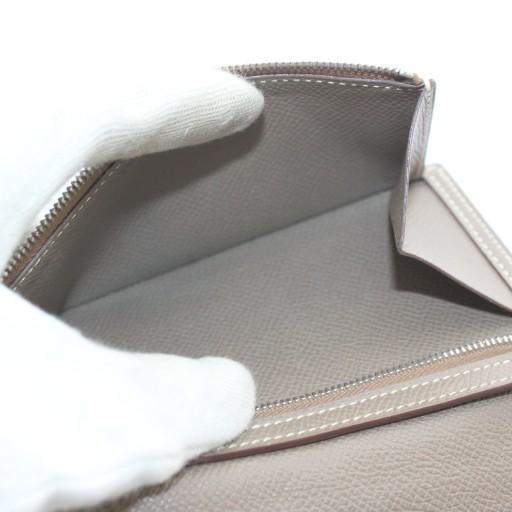 エルメス HERMES ベアンスフレ 長財布 オーストリッチ グレー H金具 エルメス ベアンスフレ グリパンタン ゴールド金具 K刻印 ブルー