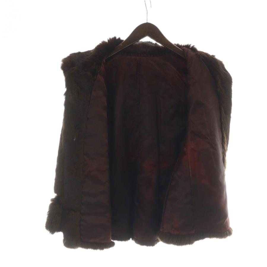 ノーブランド品 毛皮コート ミンクファー ロング 長袖 総裏地 茶
