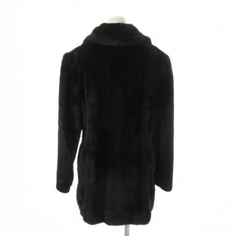 チェスターコート　ダブル　黒　L　カシミヤ　アンゴラ　ファー C'est-La-Clair フェイクファーコート チェスターコート ダブル 黒