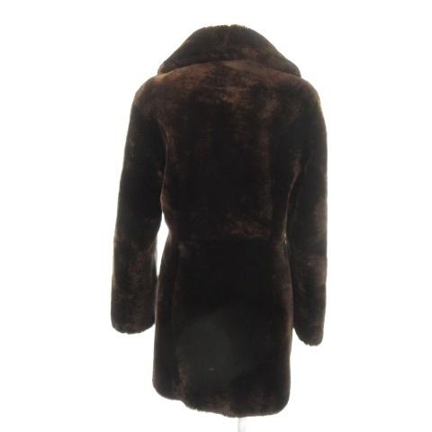 LEDA SPAIN フェイクファーコート ショールカラー ロング 茶 ブラウン