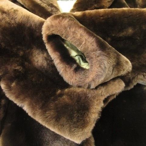 LEDA SPAIN フェイクファーコート ショールカラー ロング 茶 ブラウン