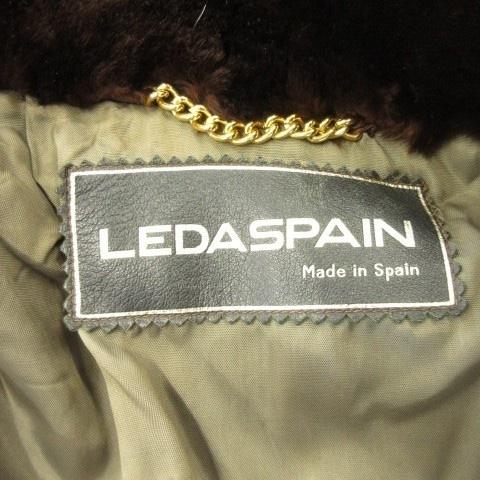 LEDA SPAIN フェイクファーコート ショールカラー ロング 茶 ブラウン 