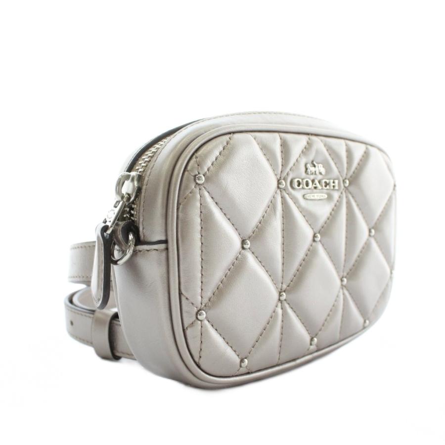 【中古】COACH ヒップバッグ ウエストバッグ レザー キルティング スタッズ ロゴ シルバー金具 ピンクゴールド F67540 COACH（コーチ） ヒップバッグ ウエストバッグ レザー キルティング