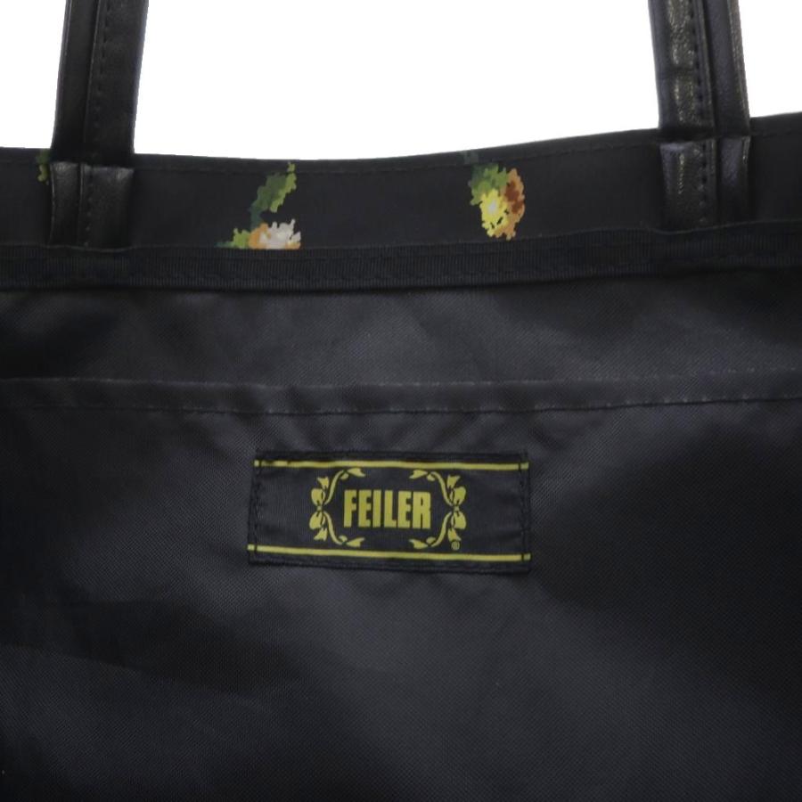 フェイラー FEILER トートバッグ 花柄 ハンドバッグ 黒 ブラック /SR