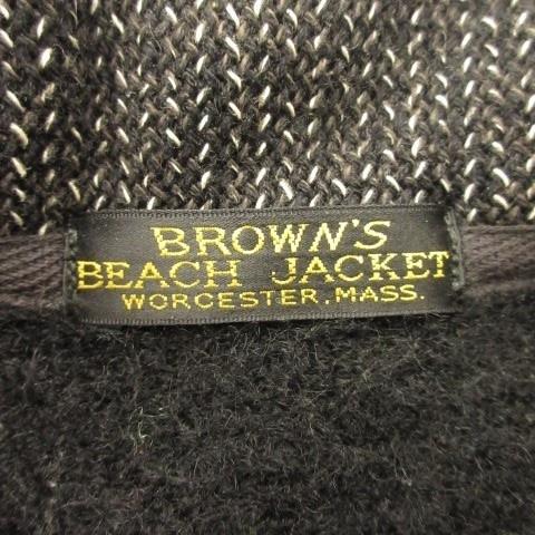 【中古】Brown's Beach Jacket ハンティングジャケット ステンカラー ジップアップ ツイード 総柄 38 M 黒 Brown's Beach Jacket ハンティングジャケット シューティング