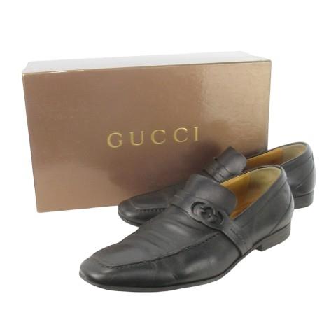 「サイトウ」GUCCI レザースリッポン GUCCI グッチ カーフレザー 牛革 レザースリッポン 短靴 ローファー
