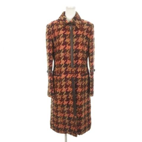 ハロッズ Harrods ステンカラーコート ツイード ロング 2 M 赤 レッド