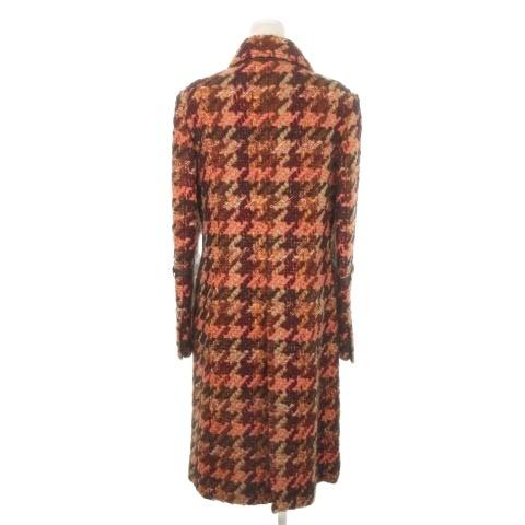 ハロッズ Harrods ステンカラーコート ツイード ロング 2 M 赤 レッド