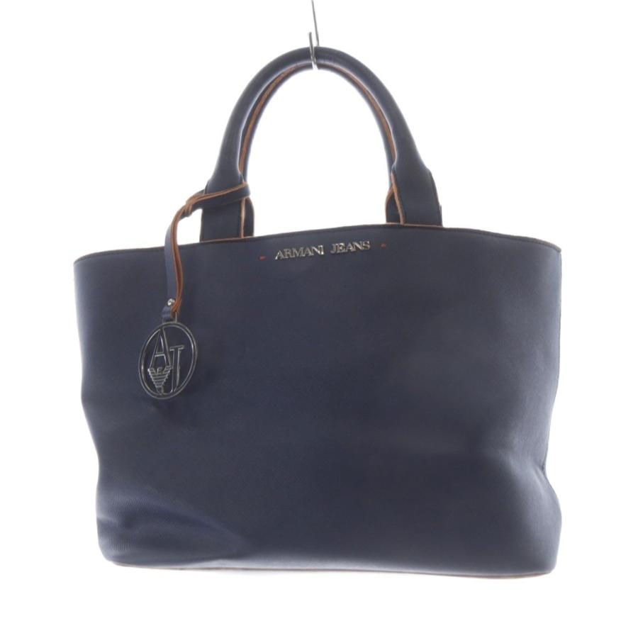 【極美品】ジョルジオアルマーニ トートバッグ レザー 裏地 ロゴ総柄 ネイビー 極美品】ジョルジオアルマーニ トートバッグ レザー 裏地 ロゴ総柄