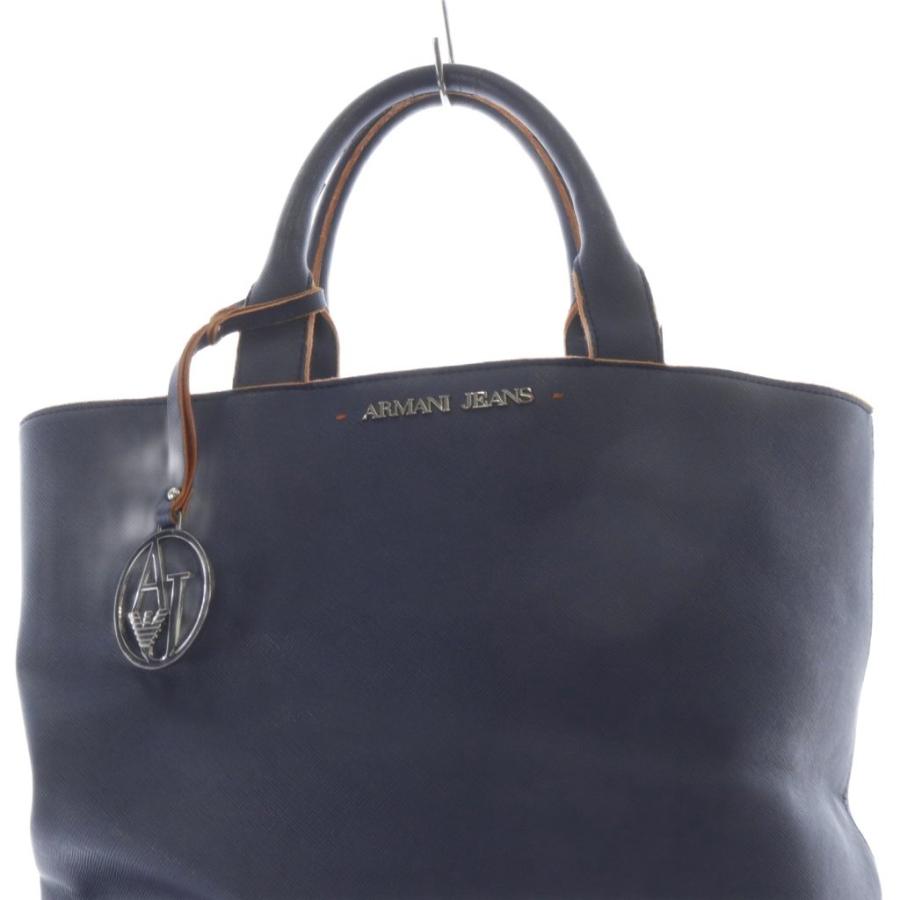 希少 アルマーニジーンズ 2WAYトートバッグ ネイビー 大容量 A4可 アルマーニ ジーンズ ARMANI JEANS ハンドバッグ レザー トートバッグ