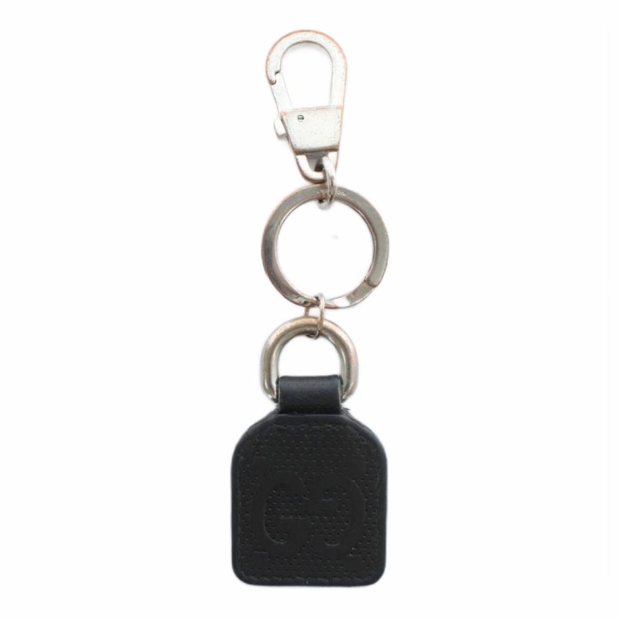 グッチ キーリング GGエンボス レザー キーリング キーホルダー 黒