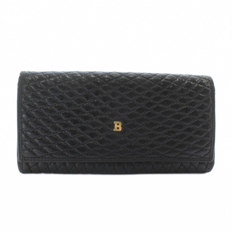 【中古】バリー BALLY 長財布 二つ折り レザー キルティング ロゴ ゴールド金具 黒 ブラック /XZ ■GY18 レディース Bally（バリー） 長財布 二つ折り レザー キルティング ロゴ ゴールド