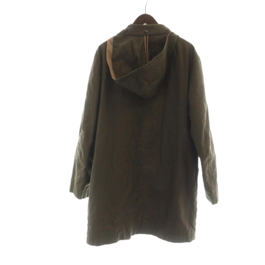 パパス Papas ステンカラーコート 長袖 シングル フード ロゴ 総裏地 L