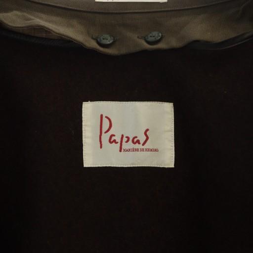 【中古】パパス Papas ステンカラーコート 長袖 シングル フード ロゴ 総裏地 L カーキ ■GY18 /MQ メンズ パパス Papas ステンカラーコート 長袖 シングル フード ロゴ 総裏地 L