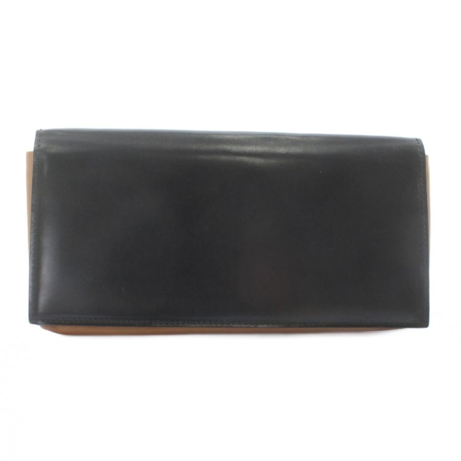 ガンゾ GANZO コードバン 長財布 お札入れ 二つ折り レザー ロゴ 黒