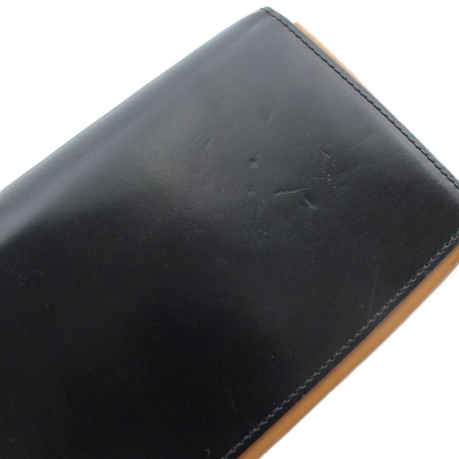 ガンゾ GANZO コードバン 長財布 お札入れ 二つ折り レザー ロゴ 黒