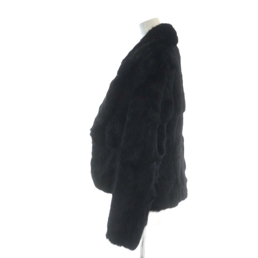 EUPHORIA 毛皮コート ラビットファー ミドル 総裏地 長袖 黒 ブラック