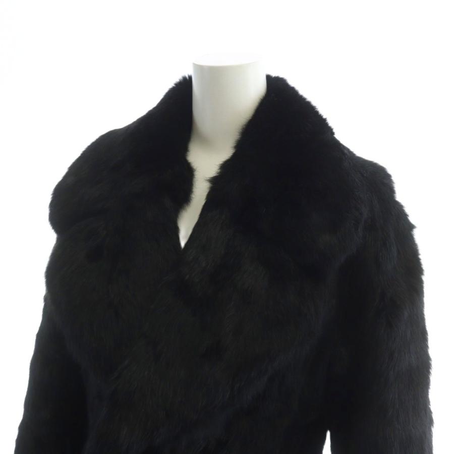 EUPHORIA 毛皮コート ラビットファー ミドル 総裏地 長袖 黒 ブラック