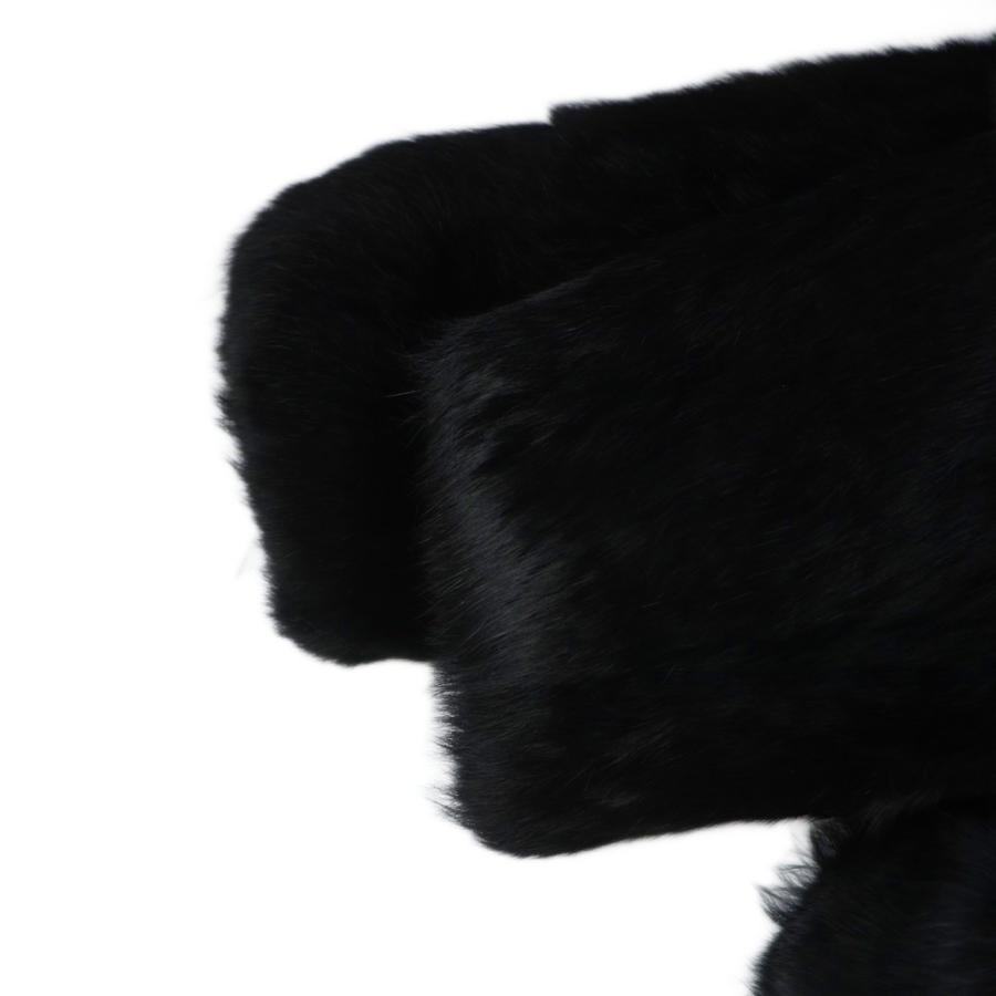 EUPHORIA 毛皮コート ラビットファー ミドル 総裏地 長袖 黒 ブラック