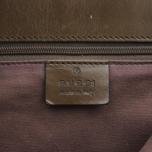 【中古】GUCCI トートバッグ ハンド キャンバス レザー オープントップ ロゴプレート ベージュ 茶色 31243 2123 GUCCI（グッチ） トートバッグ ハンド キャンバス レザー オープン