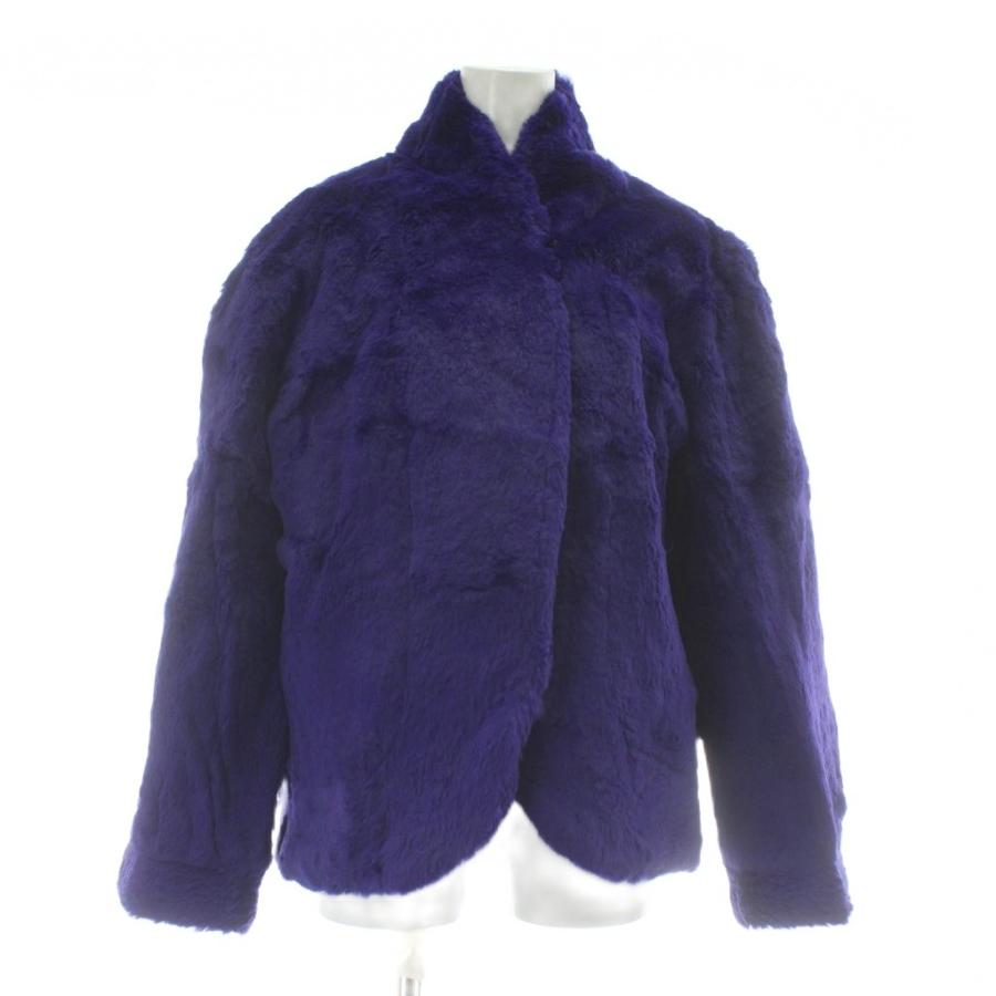 【中古】ノーブランド ファーコート アウター 毛皮 シェアードミンク ショート丈 裏地総柄 肩パッド 紫 パープル ノーブランド ファーコート アウター 毛皮 シェアードミンク ショート
