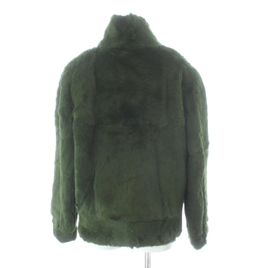 ノーブランド ファーコート アウター ミンク 毛皮 緑 グリーン