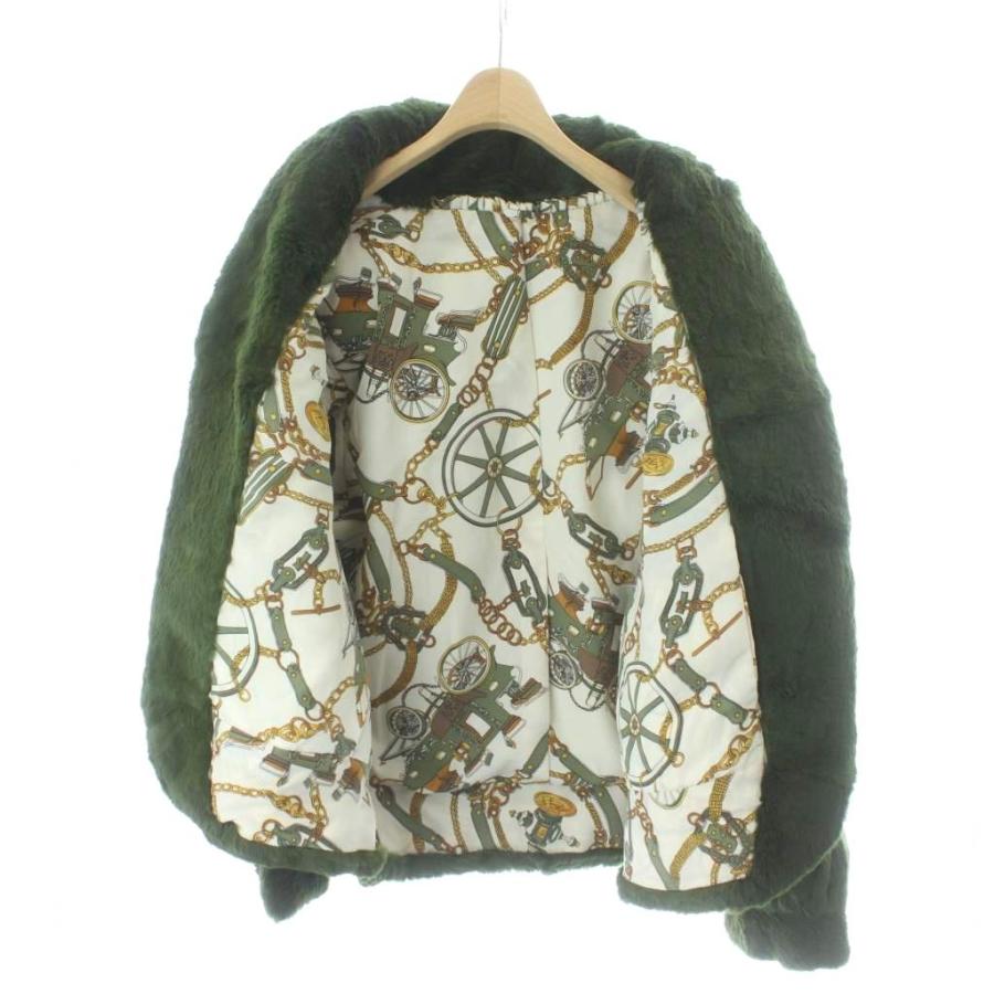 ノーブランド ファーコート アウター ミンク 毛皮 緑 グリーン