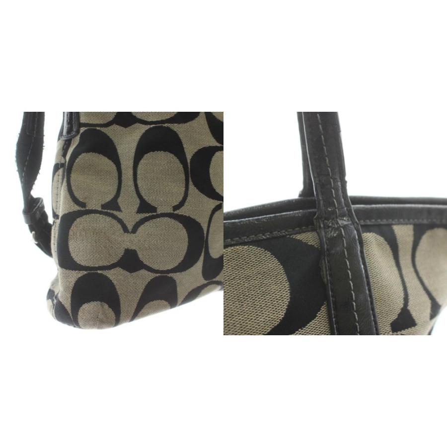 【中古】コーチ COACH ハンドバッグ トート ショルダー 2WAY キャンバス レザー シグネチャー 総柄 ロゴ 黒 F23304 COACH（コーチ） ハンドバッグ トート ショルダー 2WAY キャンバス