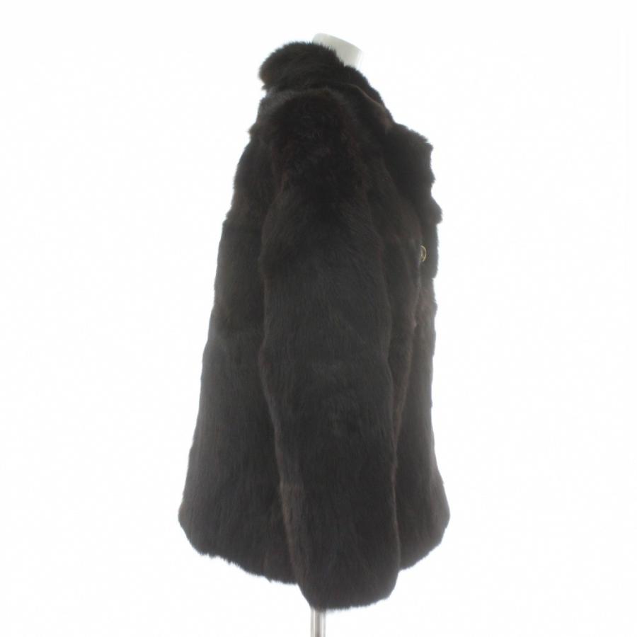 ノーブランド ファーコート アウター 毛皮 ラビット ミドル 茶色