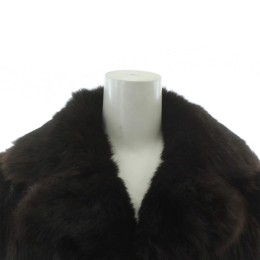 ノーブランド ファーコート アウター 毛皮 ラビット ミドル 茶色