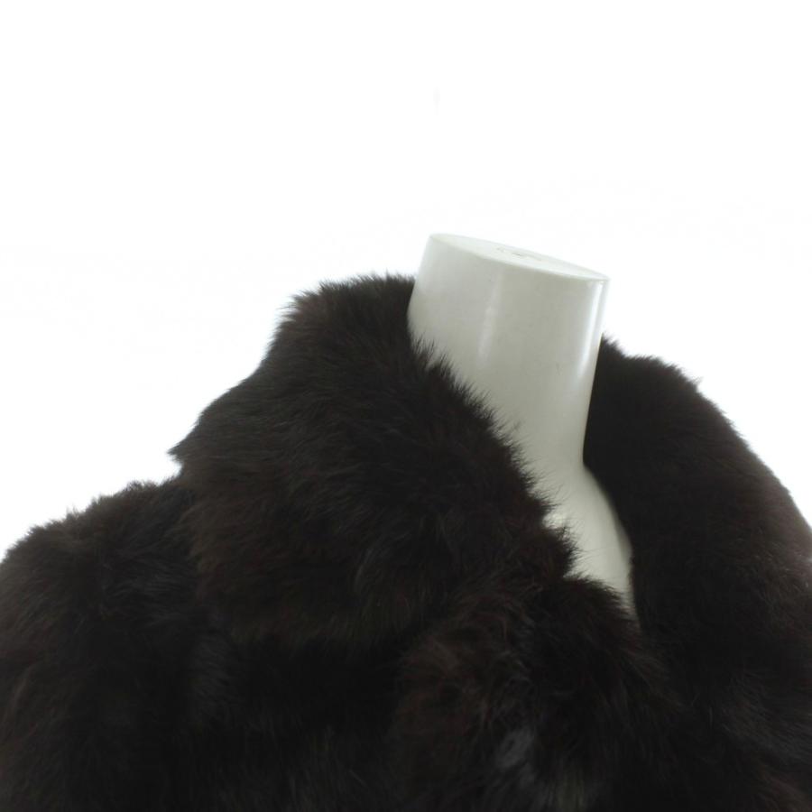 ノーブランド ファーコート アウター 毛皮 ラビット ミドル 茶色