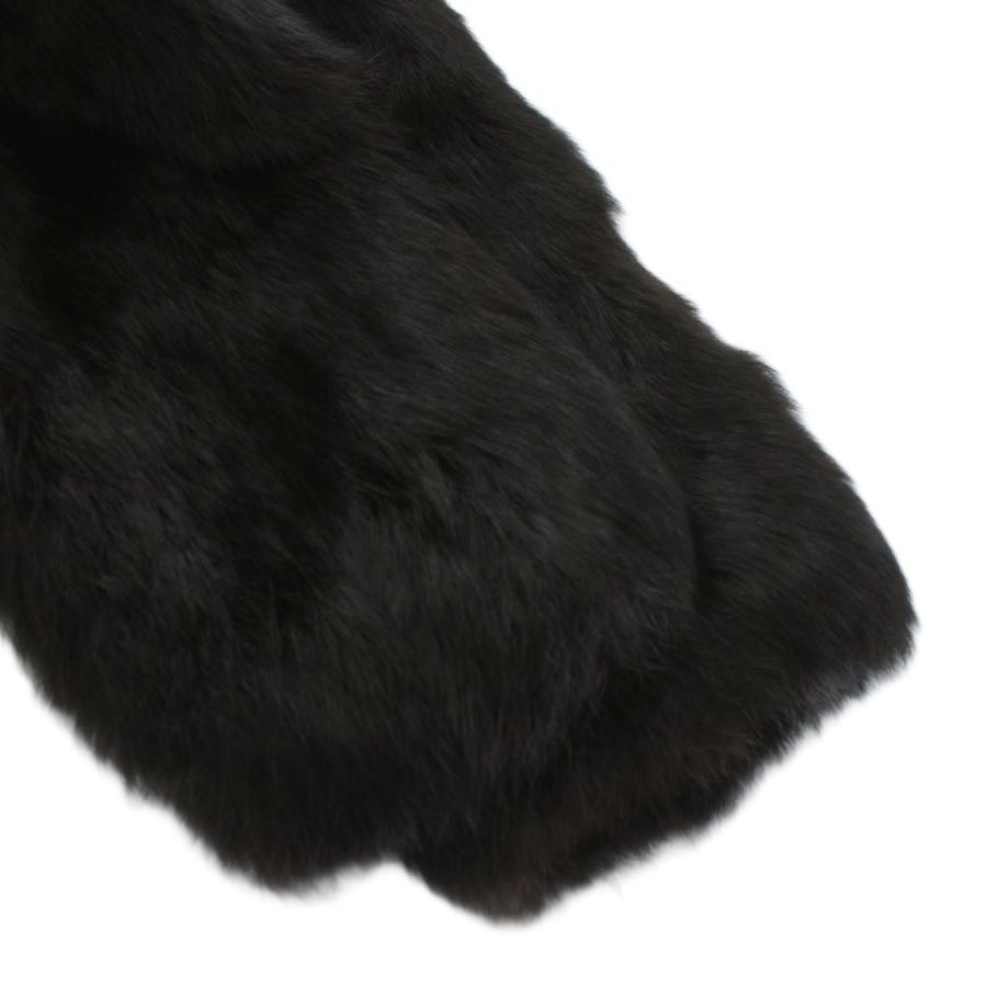 ノーブランド ファーコート アウター 毛皮 ラビット ミドル 茶色