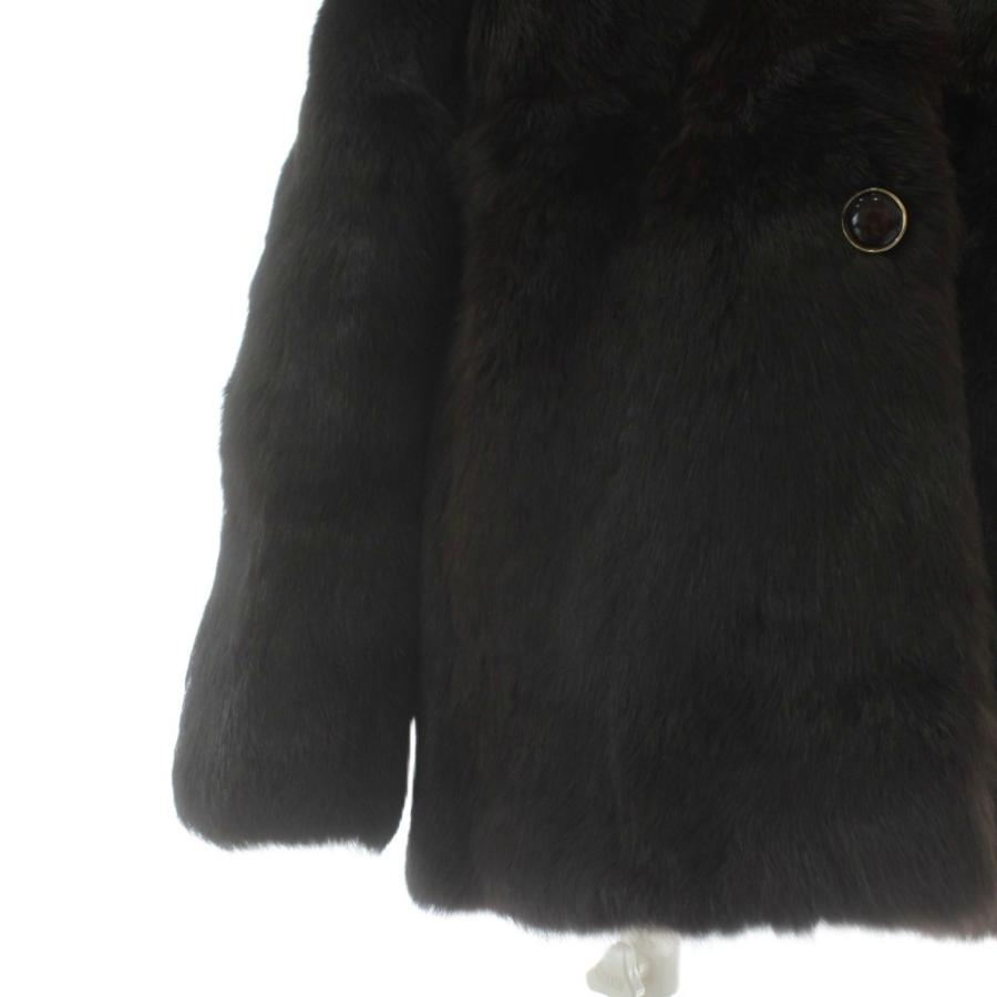 ノーブランド ファーコート アウター 毛皮 ラビット ミドル 茶色