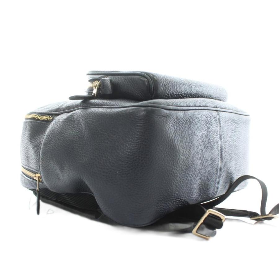 【中古】コーチ COACH リュックサック バックパック デイパック レザー Wファスナー ロゴ ゴールド金具 紺 5666 COACH（コーチ） リュックサック バックパック デイパック レザー W