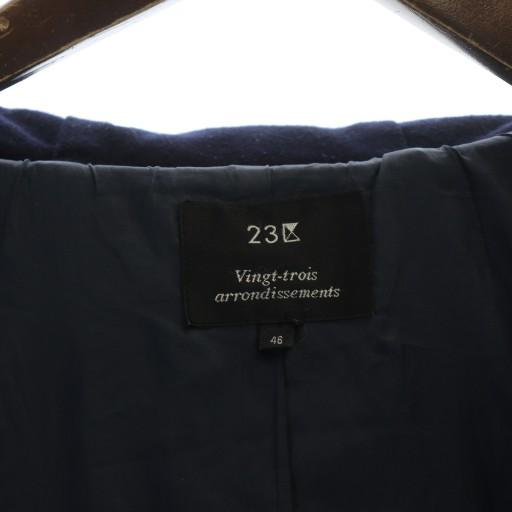 【中古】23区 オンワード樫山 ダッフルコート ダウン 長袖 フード ロング 大きいサイズ ジップアップ 46 XXL 紺 23区（ニジュウサンク） オンワード樫山 ダッフルコート ダウン 長袖