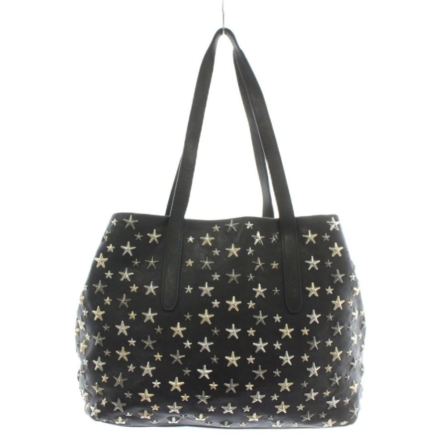 最終値下げ！Jimmy choo 星型装飾 黒 トートバッグ ジミーチュウ JIMMY CHOO ハンドバッグ トート レザー 星 スター