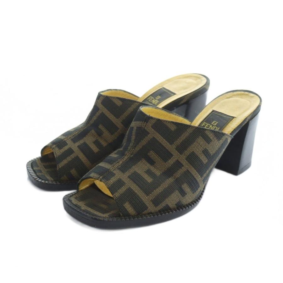 FENDI（フェンディ） サンダル ミュール スクエアトゥ ロゴ ズッカ柄