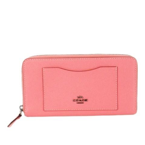 COACH（コーチ） 長財布 小銭入れあり レザー 本革 ピンク ラウンド