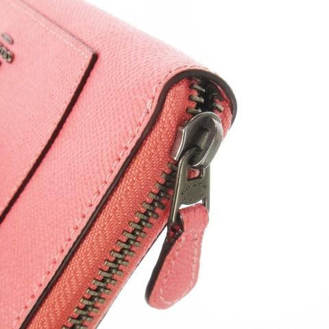 COACH（コーチ） 長財布 小銭入れあり レザー 本革 ピンク ラウンド
