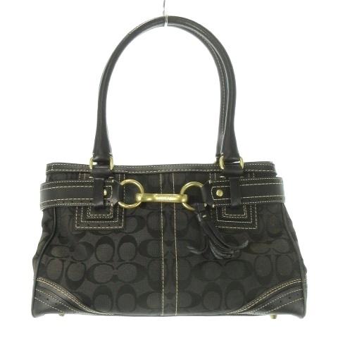 COACH（コーチ） ハンドバッグ レザー 本革 黒 ブラック シグネチャー