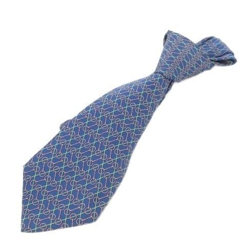 HERMES（エルメス） 未使用品 ネクタイ 絹 シルク ブルー 青 ピンク