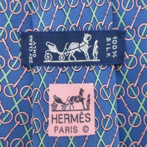 HERMES（エルメス） 未使用品 ネクタイ 絹 シルク ブルー 青 ピンク