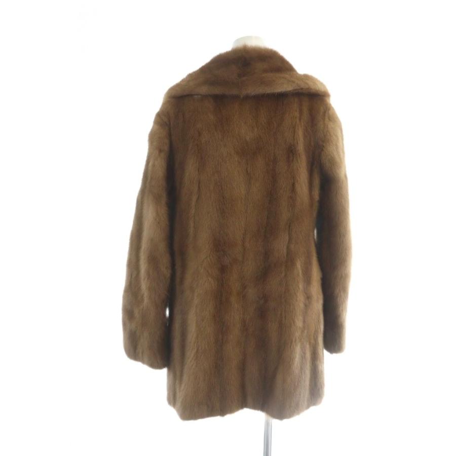 ノーブランド品 毛皮コート ミンクファー 総裏地 ミドル 長袖 11 L 茶