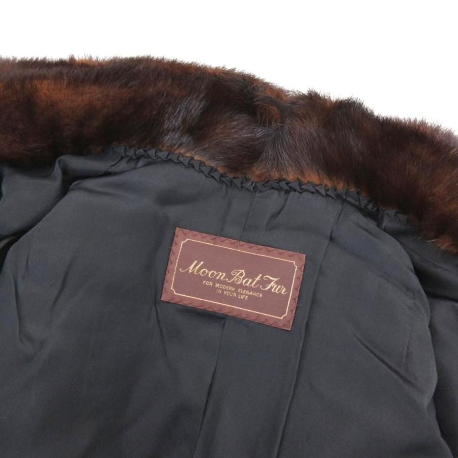 総丈112cm　ミンク　ロング丈　リアルファーコート　Lサイズ相当　ムーンバット 美品☆MOONBAT ムーンバット MINK ミンク 本毛皮コート ダークブラウン