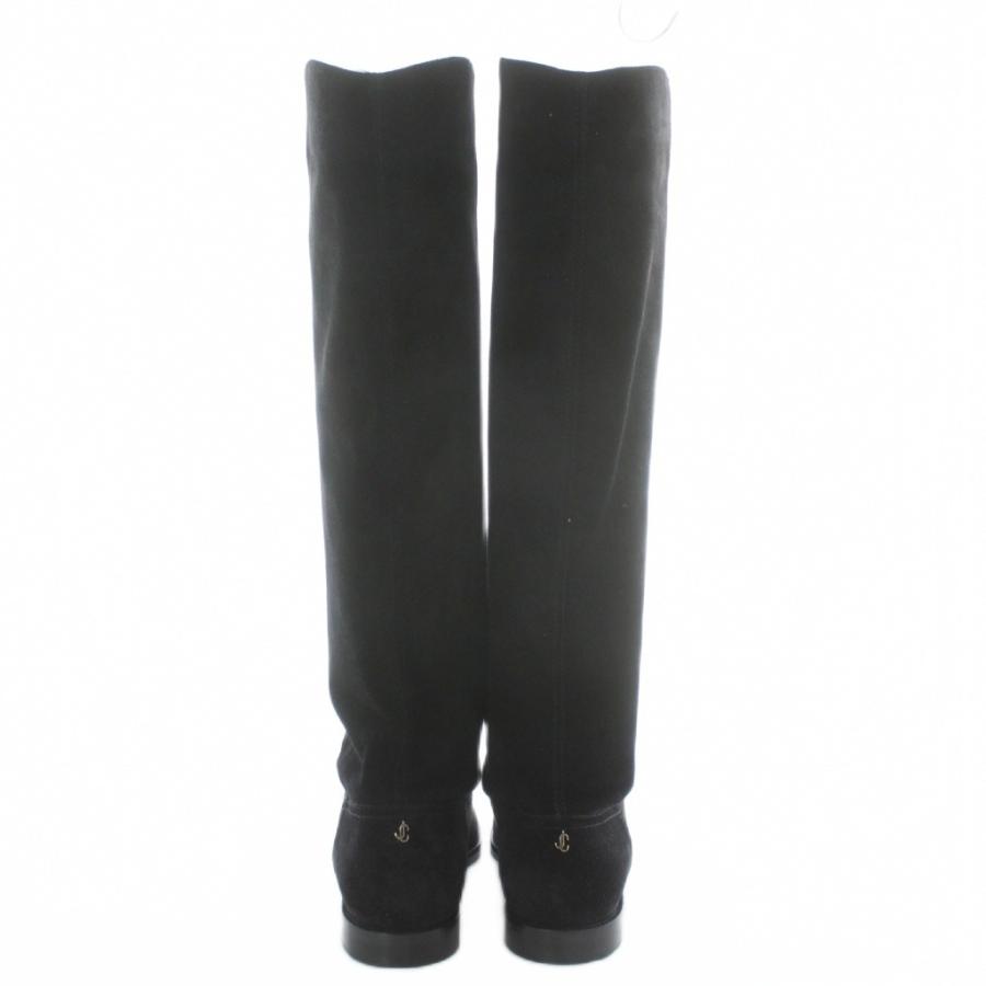 美品 ジミーチュウ BREE FLAT 37 ブラック スエード　ロングブーツ ジミーチュウ JIMMY CHOO BREE FLAT ロングブーツ スエード ラウンド